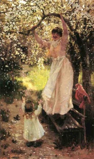 Hamilton Oil Paintings - Falling Apple Blossoms - Click Image to Close