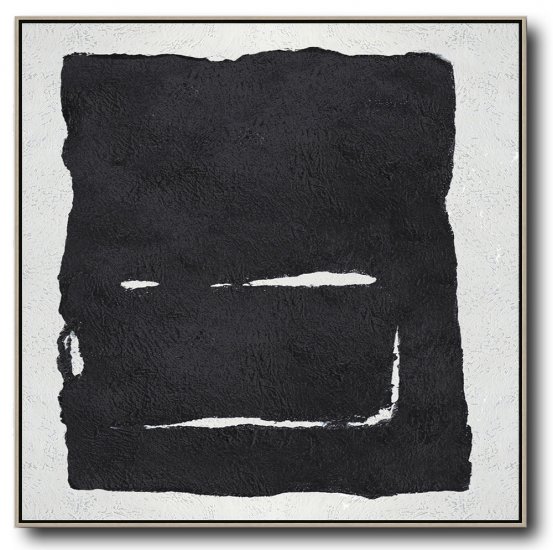 Square Minimal Black And White Painting #ADMPS0A104 - Click Image to Close