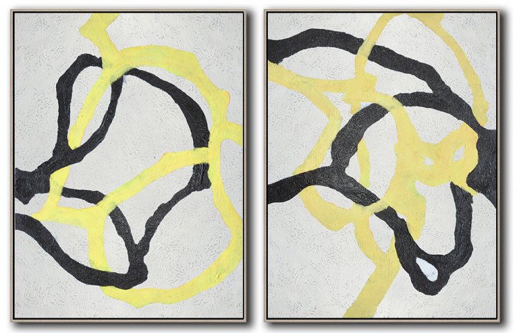 Set Of 2 Minimal Art - Black and White #SOTMA0B48 - Click Image to Close