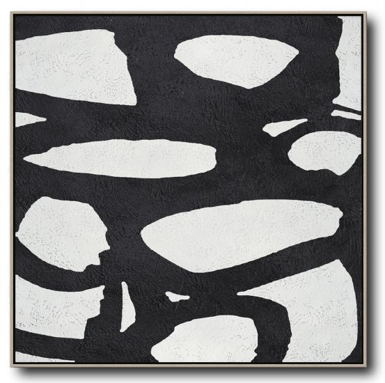 Square Minimal Black And White Painting #ADMPS0A129 - Click Image to Close