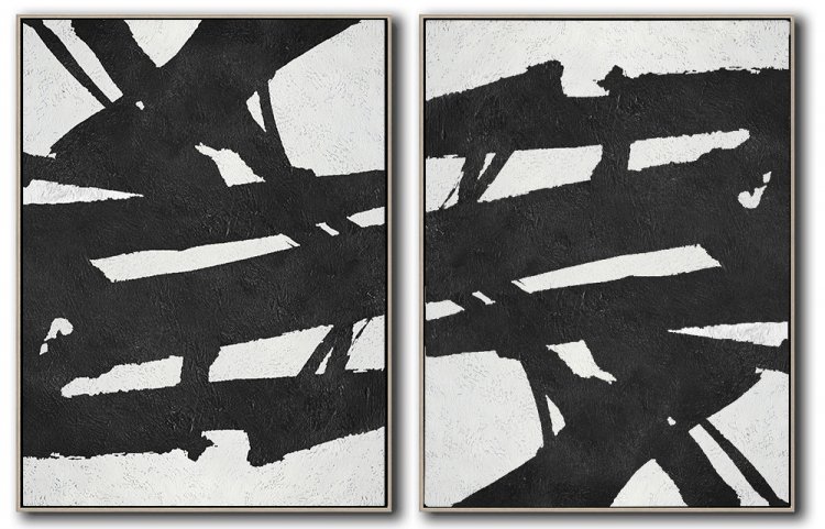 Set Of 2 Minimal Art - Black and White #SOTMA0A9 - Click Image to Close