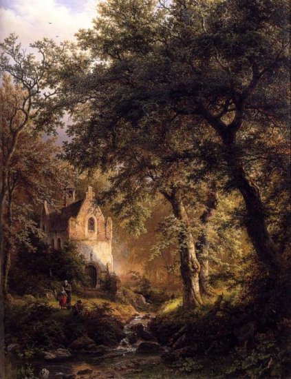 Boslandschap Met Kapel: Sous Bois, 1850 - Click Image to Close