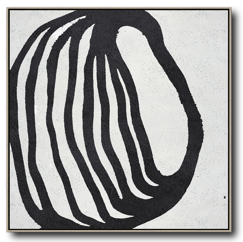 Square Minimal Black And White Painting #ADMPS0A170