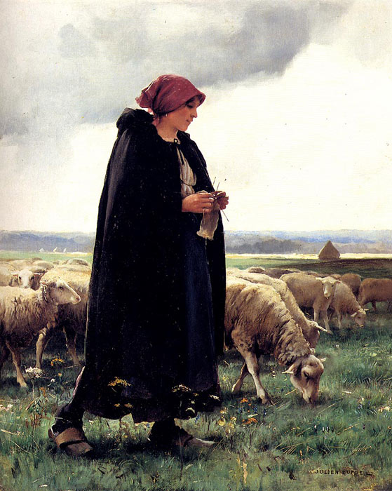 A Shepherdess With Her Flock