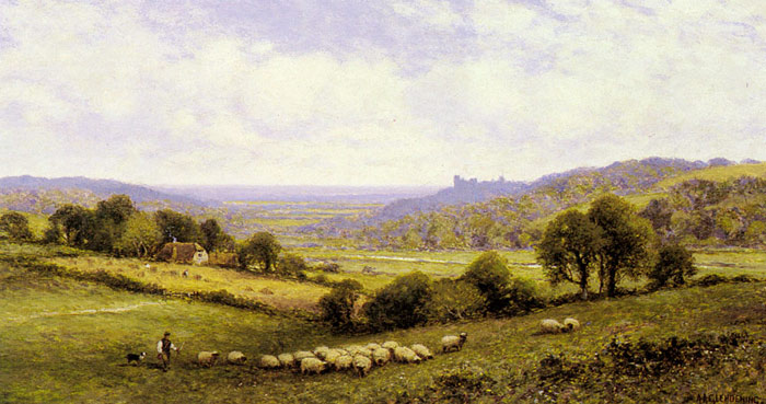 Near Amberley, Sussex, With Arundel Castle In The Distance